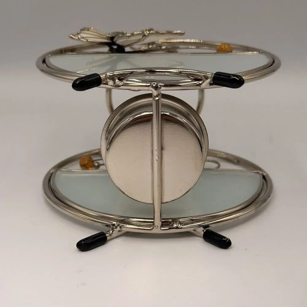 Vintage Butterfly Stained Glass Tealight Candle Holder Votive Metal Decor 5